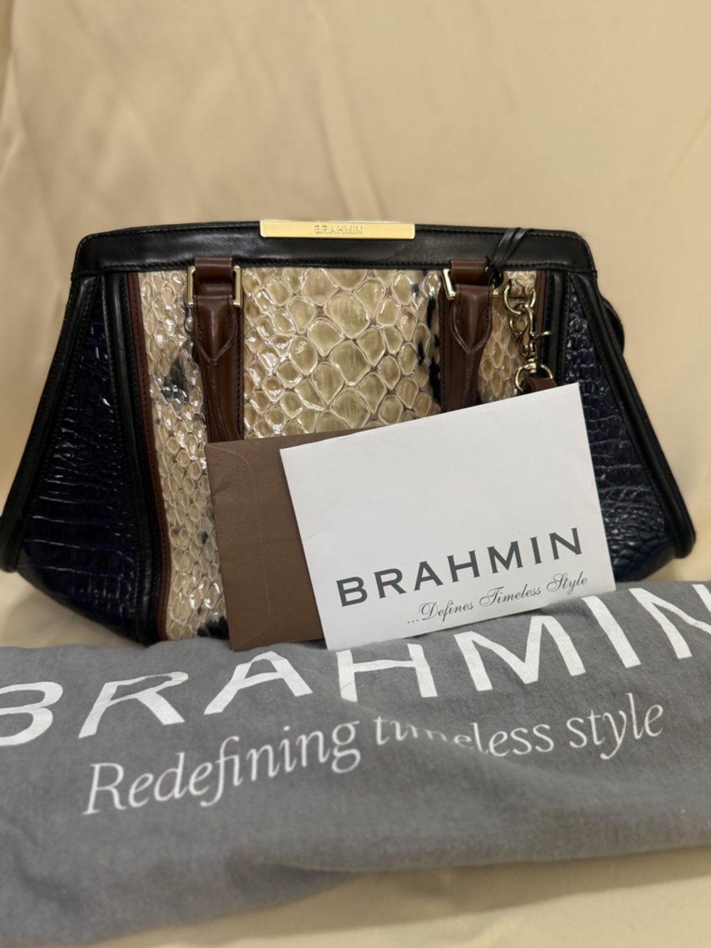 Brahmin Arden Satchel Creme